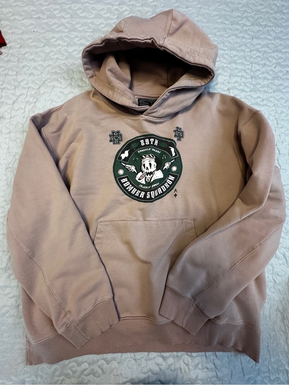 Men's Tan Graphic Hoodie - Bomber Squadron